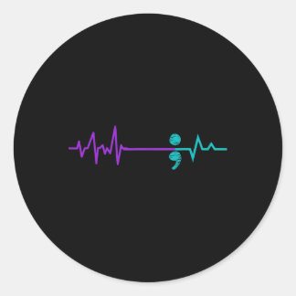 Sticker Rond Semicolon de sensibilisation à la prévention du su