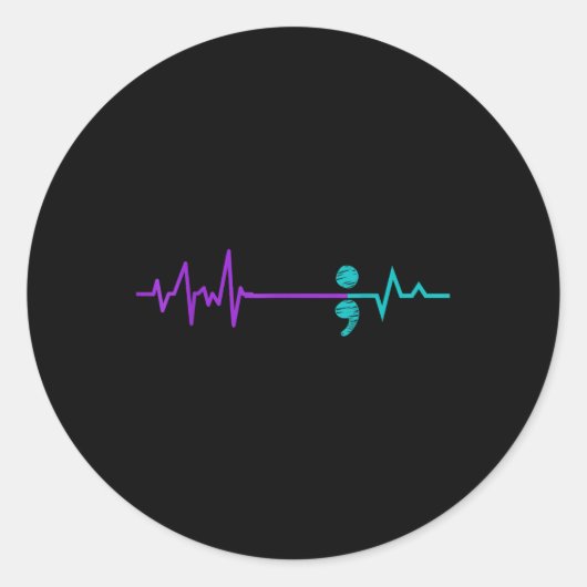 Sticker Rond Semicolon de sensibilisation à la prévention du su (Devant)