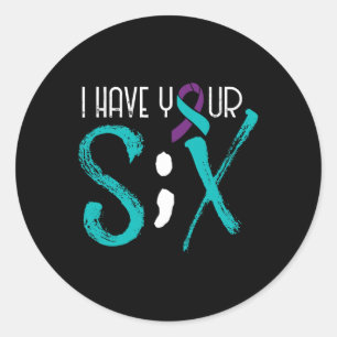 Sticker Rond Semicolon de sensibilisation à la prévention Six