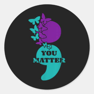 Sticker Rond Semicolon de sensibilisation au suicide