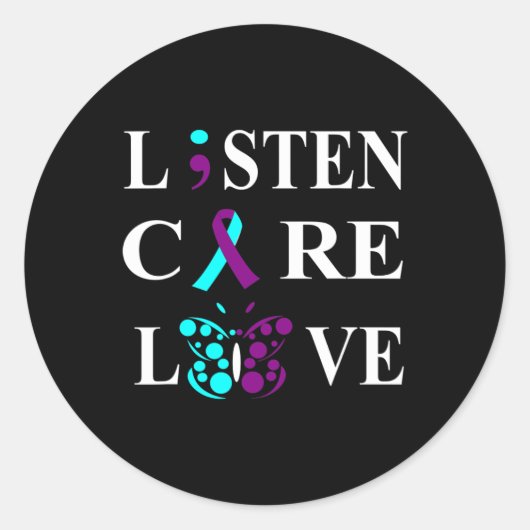 Sticker Rond Semicolon de sensibilisation au suicide Purple Tur (Devant)