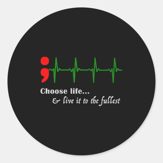 Sticker Rond Semicolon EKG Prévention du suicide (Devant)