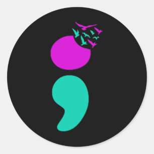 Sticker Rond Semicolon Prévention du suicide Santé mentale Suic