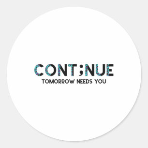 Sticker Rond Semicolon Sensibilisation à la prévention du suici