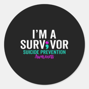Sticker Rond Semicolon Sensibilisation au suicide Santé mentale