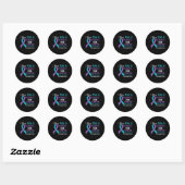 Sticker Rond Semicolon Turquoise et violet sensibilisation au s (Feuille)