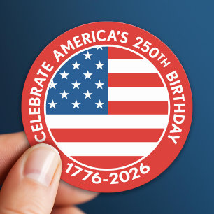 Sticker Rond Semiquincentenaire de l'Amérique 1776-2026 Drapeau