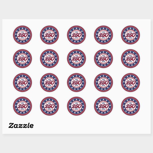 Sticker Rond Semiquincentenaire du 250e anniversaire de l'Améri (Feuille)