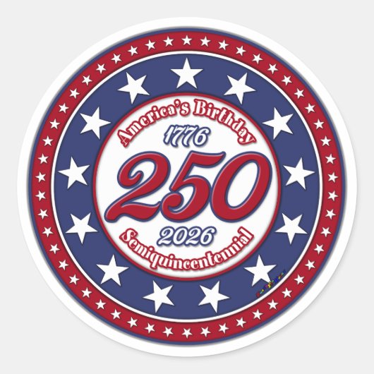 Sticker Rond Semiquincentenaire du 250e anniversaire de l'Améri (Devant)
