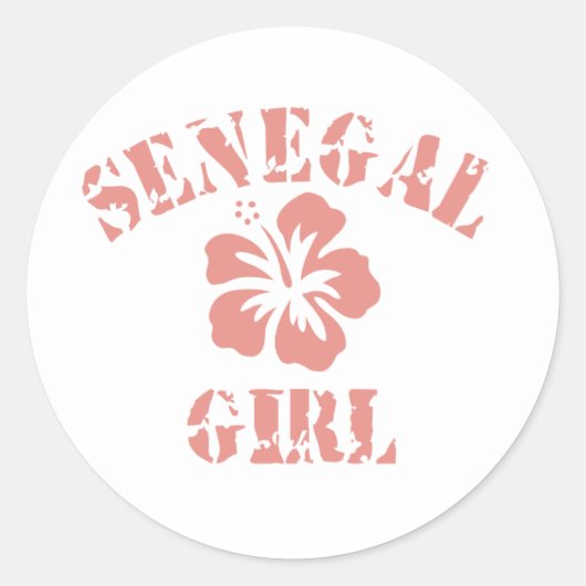 Sticker Rond Sénégal Fille rose (Devant)