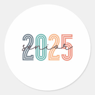 Sticker Rond Senior 2025 Cl De 2025 Ck À L'École Rétro Graduati