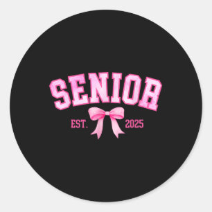 Sticker Rond Senior 2025 Coquette Cl De 2025 Pink Bows Retro