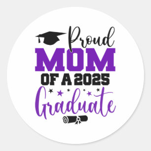 Sticker Rond Senior 2025 Fier Maman D'Un Cl De 2025 Graduate Mo