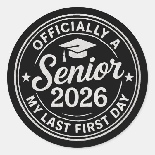 Sticker Rond Senior 2026 First Day Stamp (Devant)