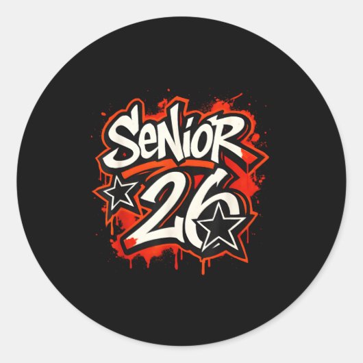 Sticker Rond Senior 2026 Graffiti Drip Style Graduation Graphic (Devant)