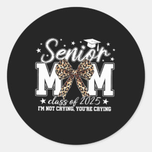 Sticker Rond Senior Mom 2025 Graduation Cl Of 2025 Coquette Bow