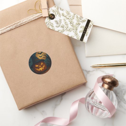Sticker Rond Sensational Mosaic Pumpkin Halloween (Cadeaux)