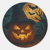 Sticker Rond Sensational Mosaic Pumpkin Halloween (Devant)