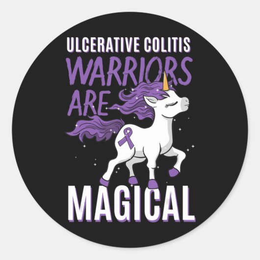 Sticker Rond Sensibilisation à la colite ulcérative IBD Unicorn (Devant)