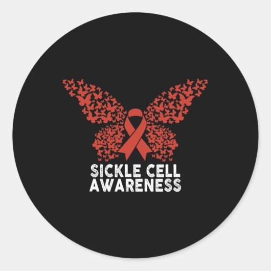 Sticker Rond Sensibilisation à la faucille Papillon Guerrier à (Devant)