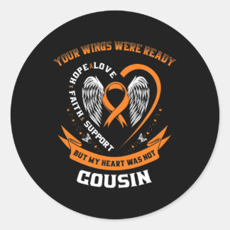 Sticker Rond Sensibilisation à la leucémie orange Cousin Cancer