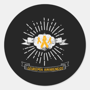 Sticker Rond Sensibilisation à la leucémie Porter Orange Ribbon