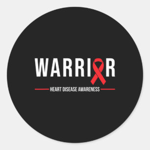 Sticker Rond Sensibilisation à la maladie cardiaque - Ruban rou