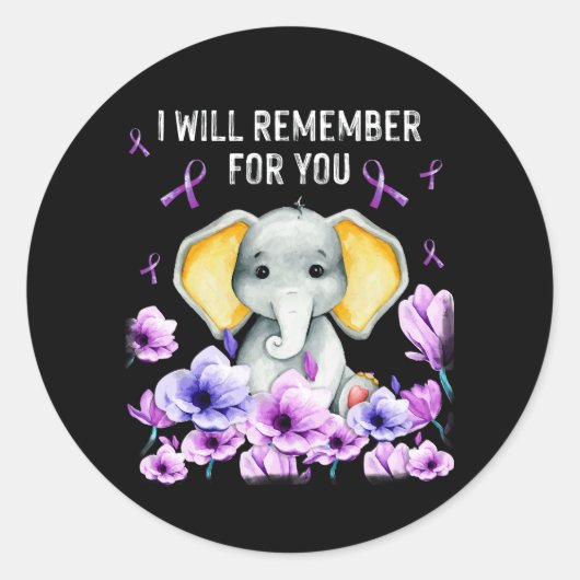 Sticker Rond Sensibilisation à la maladie d'Alzheimer Eléphant (Devant)