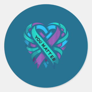 Sticker Rond Sensibilisation à la prévention du suicide Cœur Vi