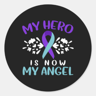 Sticker Rond Sensibilisation à la prévention du suicide Mon hér