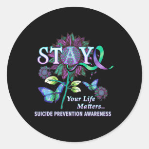 Sticker Rond Sensibilisation à la prévention du suicide Restez