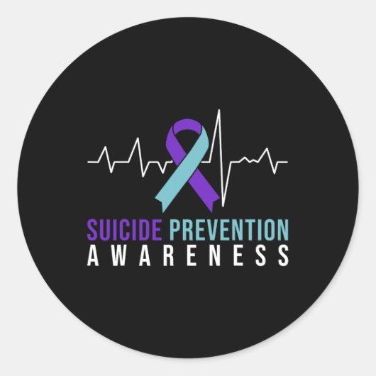Sticker Rond Sensibilisation À La Prévention Du Suicide Rose Et (Devant)