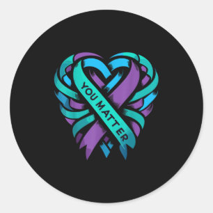 Sticker Rond Sensibilisation à la prévention du suicide Teal Pu