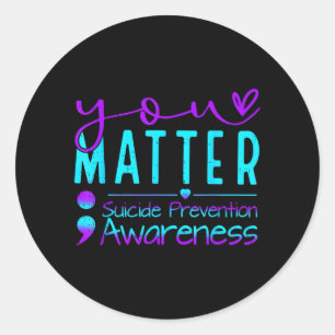 Sticker Rond Sensibilisation à la prévention du suicide Teal Pu