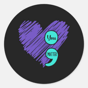 Sticker Rond Sensibilisation à la prévention du suicide Turquoi