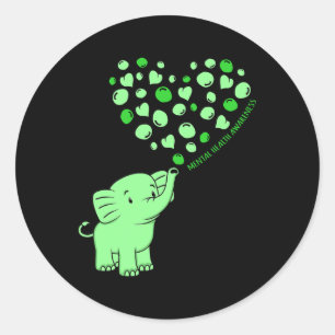 Sticker Rond Sensibilisation à la santé Coeurs éléphants Suppor