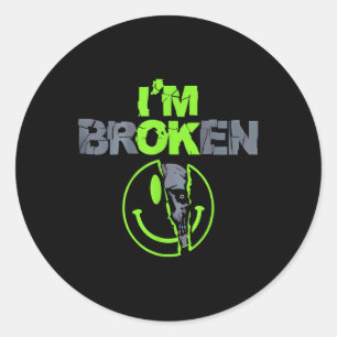 Sticker Rond Sensibilisation À La Santé Mentale Im Ok Broyé Pou