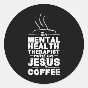 Sticker Rond Sensibilisation à la santé mentale Jésus &amp; Caf