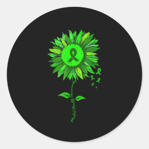 Sticker Rond Sensibilisation à la santé mentale Tournesol Vert 