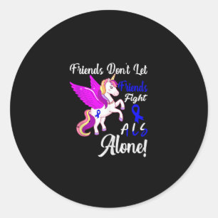 Sticker Rond Sensibilisation à la SLA Funny Unicorn Ami Citatio