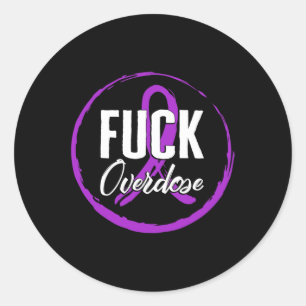 Sticker Rond Sensibilisation à la surdose de drogue Août Surdos