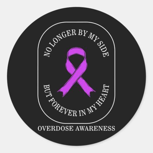 Sticker Rond Sensibilisation À La Surdose De Drogue Plus Jamais (Devant)
