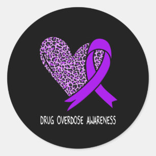 Sticker Rond Sensibilisation à la surdose de drogue Ruban pourp