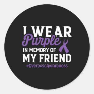 Sticker Rond Sensibilisation À La Surdose Je Porte Du Violet Po