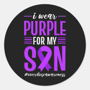 Sticker Rond Sensibilisation À La Surdose Je Porte Du Violet Po