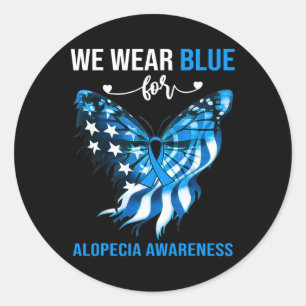 Sticker Rond Sensibilisation à l'Alopécie 4 juillet Papillon bl