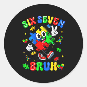Sticker Rond Sensibilisation à l'autisme 67 six sept bruh garço
