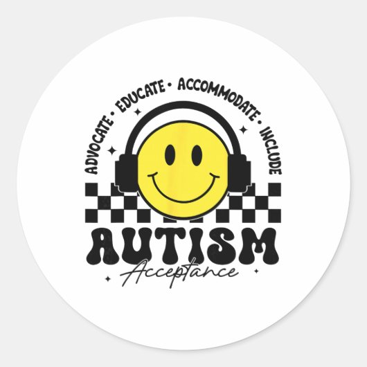 Sticker Rond Sensibilisation à l'autisme Acceptation Enseigneme (Devant)