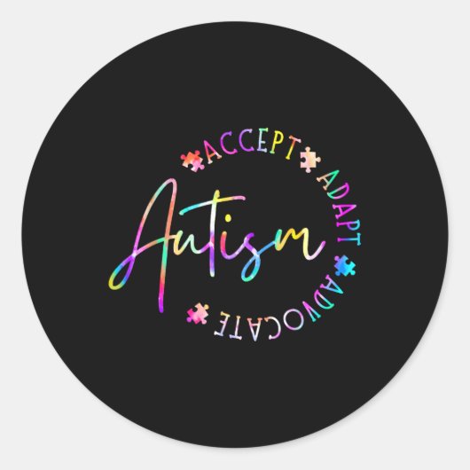 Sticker Rond Sensibilisation à l'autisme Accepter Adapter Défen (Devant)