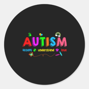 Sticker Rond Sensibilisation à l'autisme accepter comprendre en